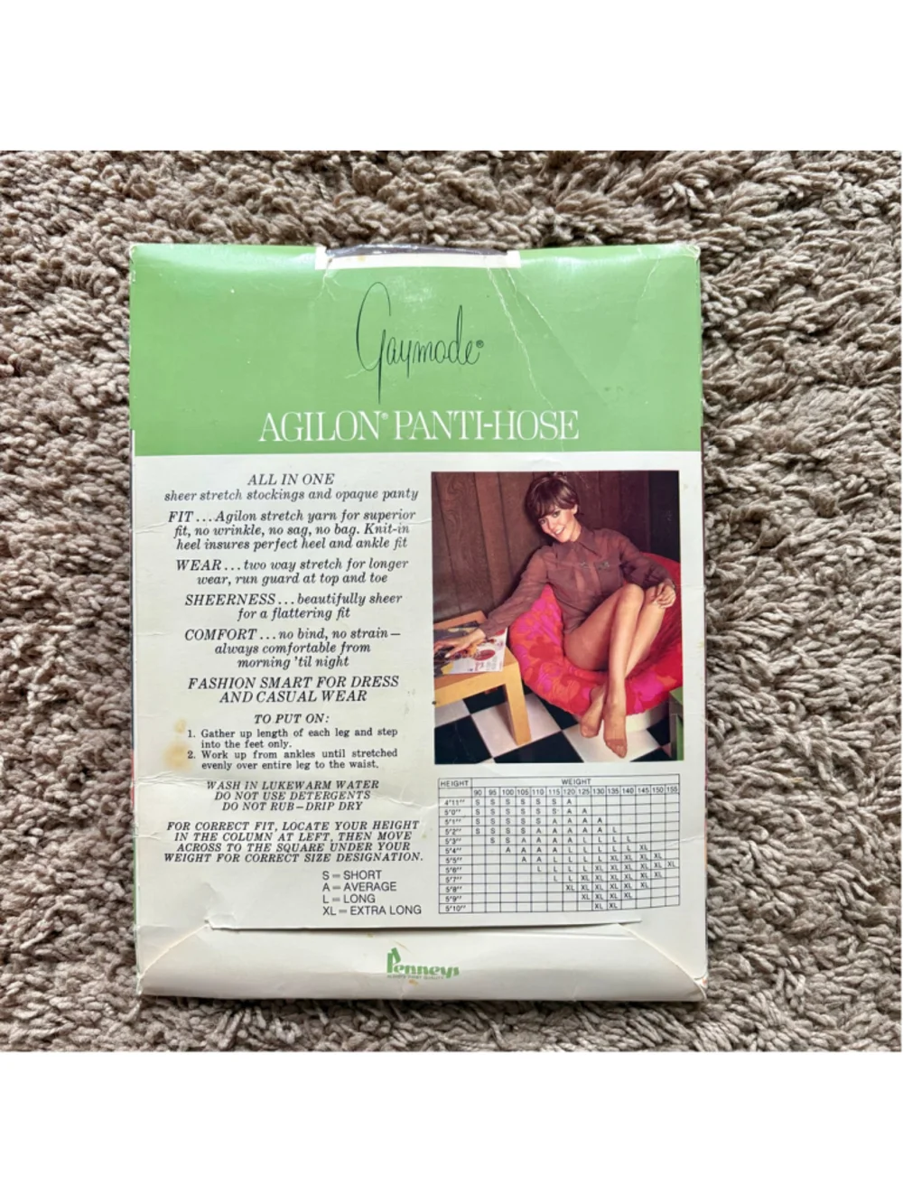 Vintage NWT 70s Gaymode Aglion gray mist panty hose